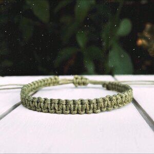 Olive Green Hemp Square-Knot Bracelet